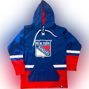 New York Rangers Pullover Hockey Lace Hoodie Sweatshirt - NWOT